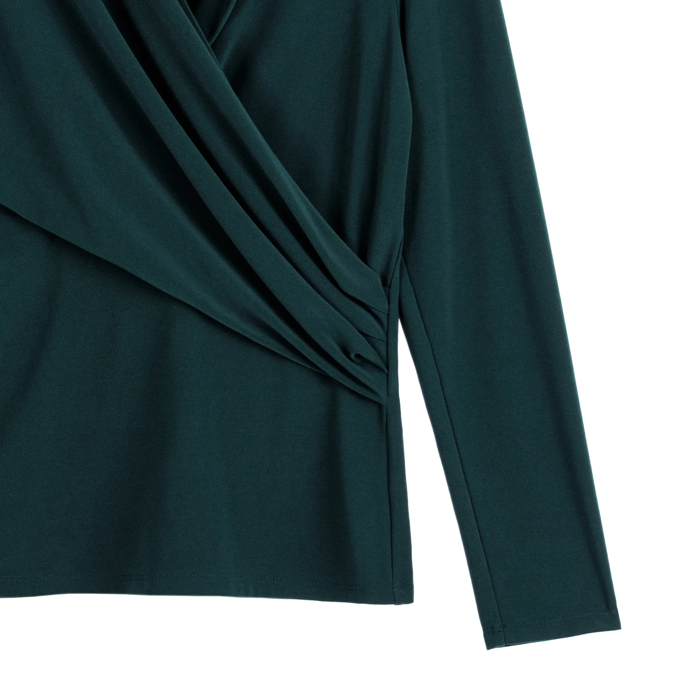 V-Neck Draped Pleat Top - Hunter Green - Final Sale!