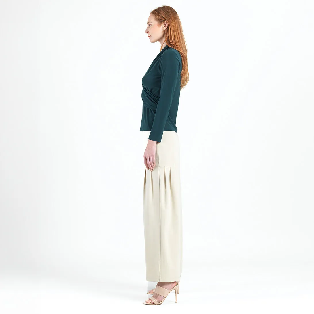 V-Neck Draped Pleat Top - Hunter Green - Final Sale!