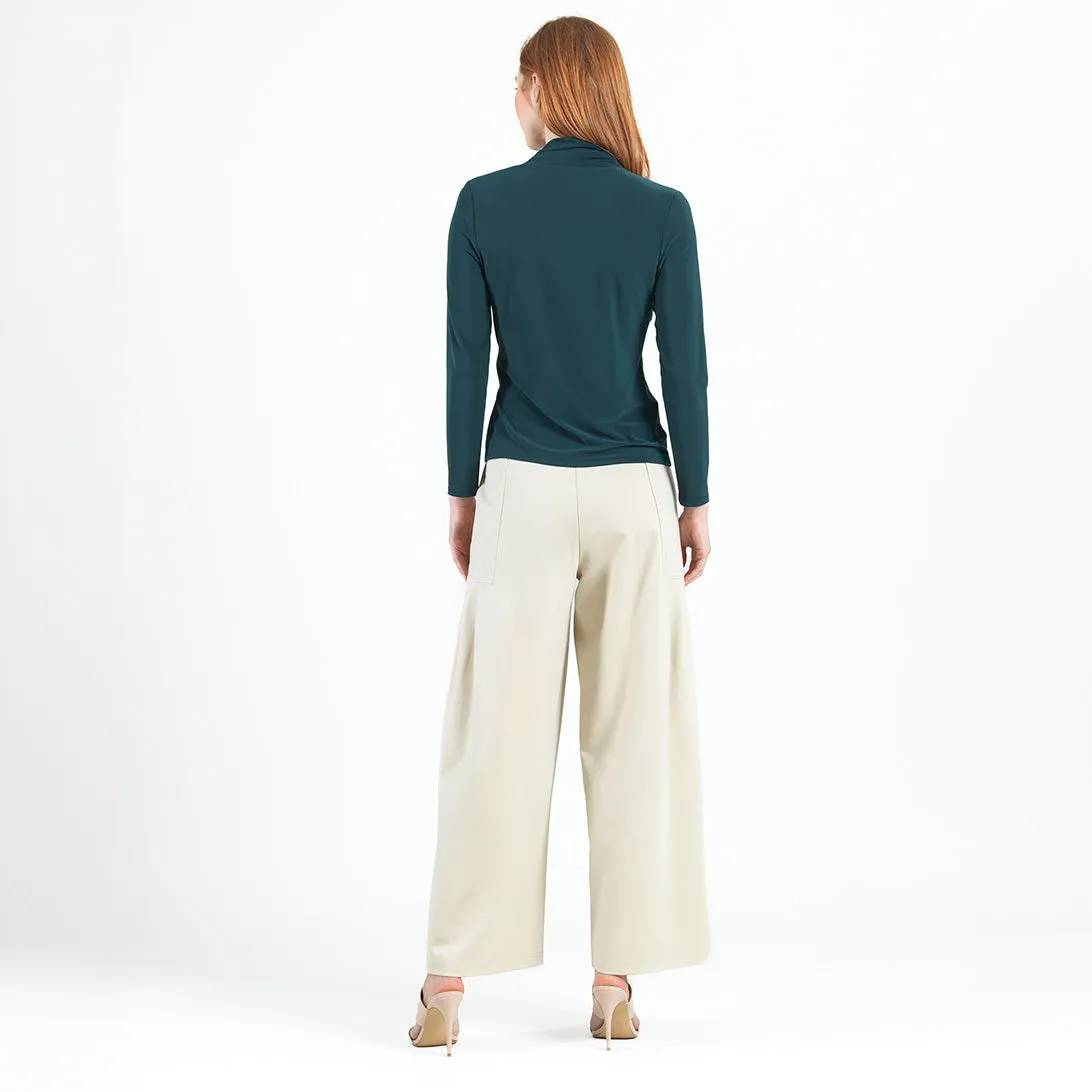 V-Neck Draped Pleat Top - Hunter Green - Final Sale!