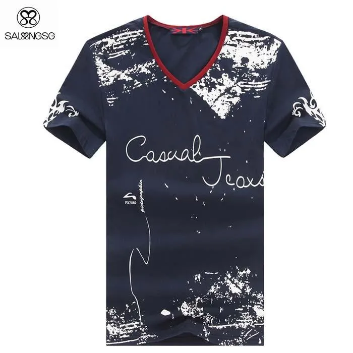 V-Neck Fashion Casual Jeans Tee