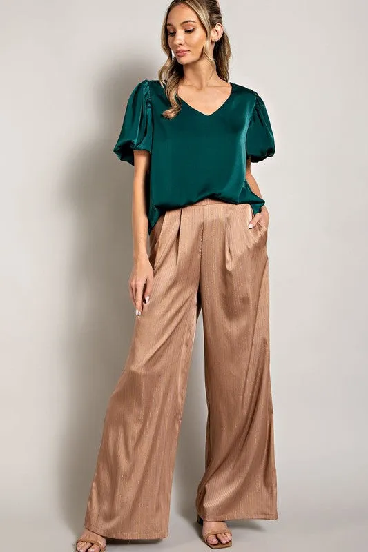 V-NECK PUFF SLEEVE BLOUSE TOP