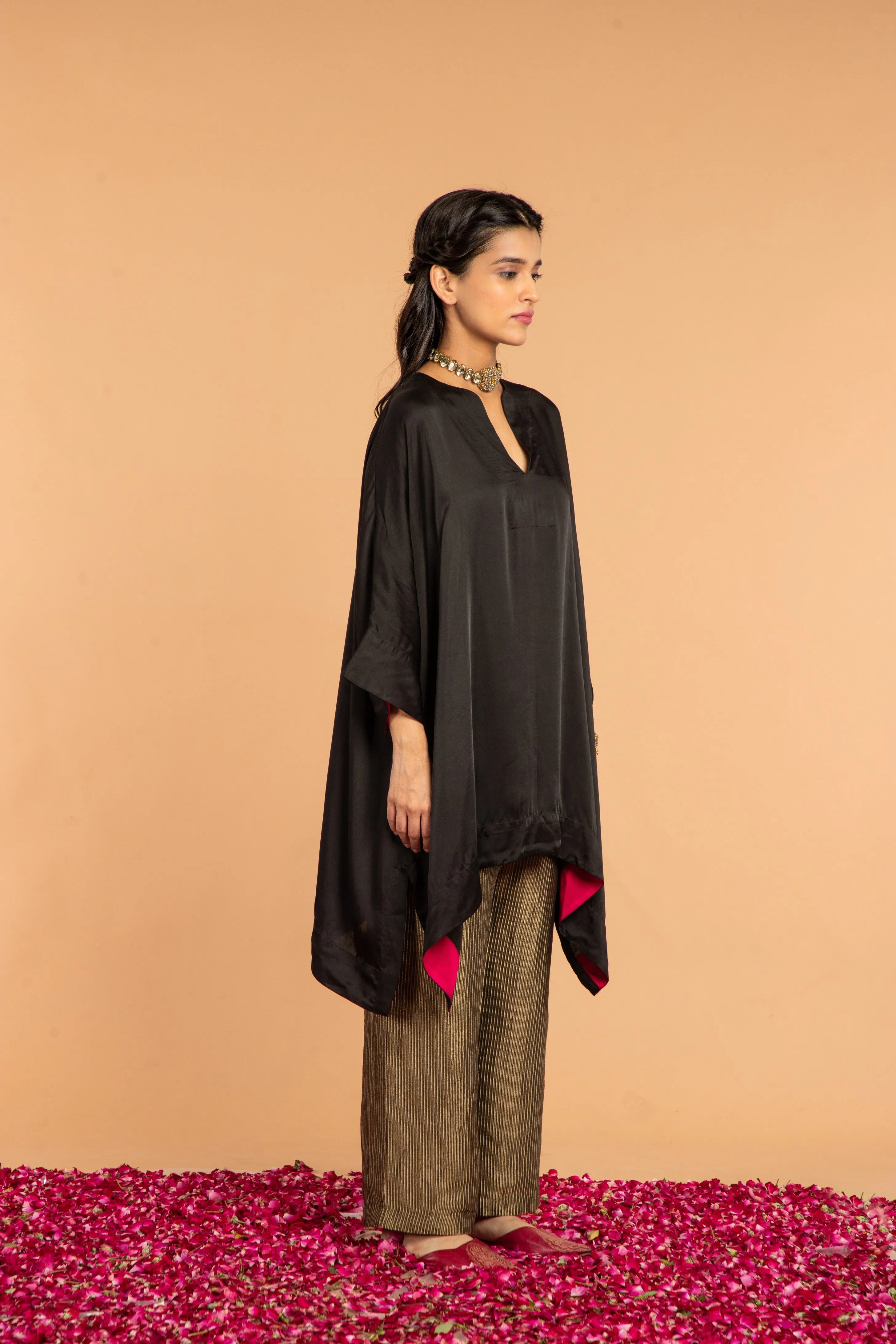 V- NECK SHORT TUNIC CO-ORD SET  (2PC SET)
