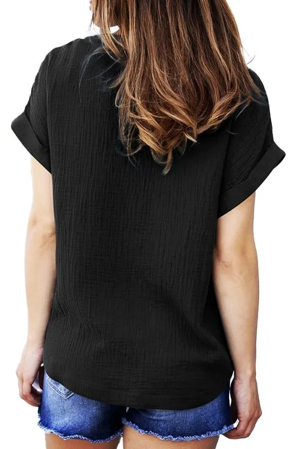 V Neck Solid Color T-shirt