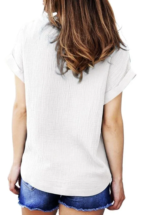V Neck Solid Color T-shirt