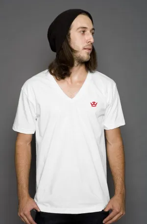 v neck white/red logo