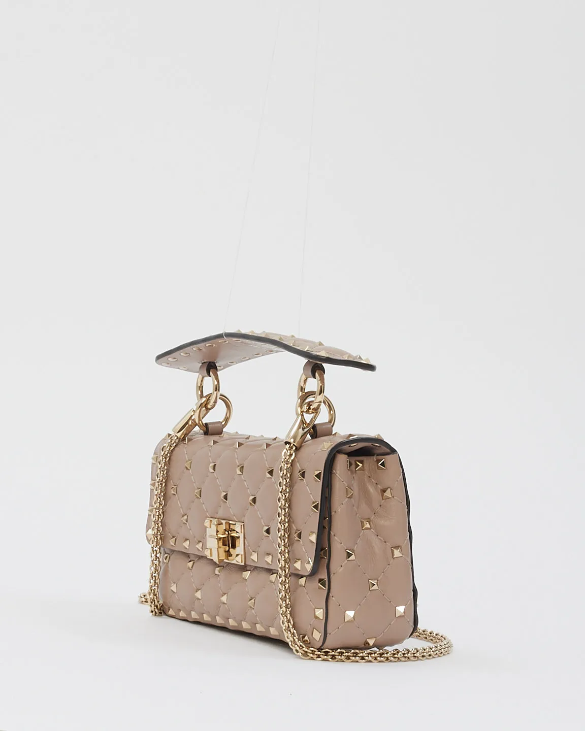 Valentino Dusty Pink Leather Rockstud Spike Small Shoulder Bag