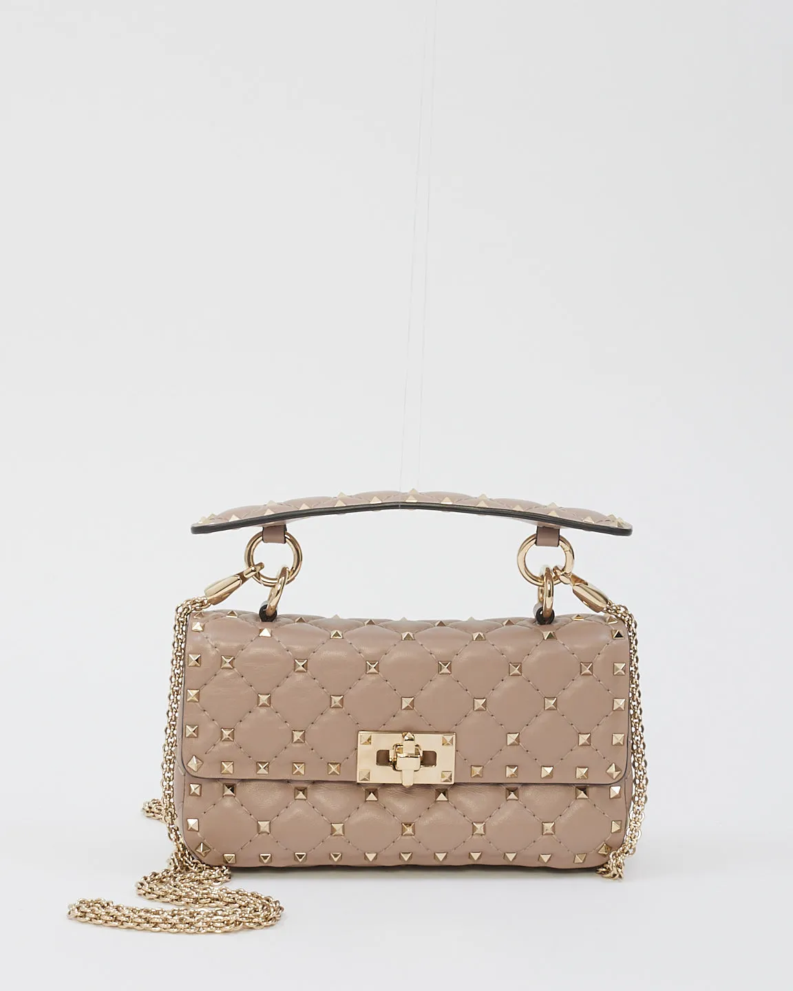 Valentino Dusty Pink Leather Rockstud Spike Small Shoulder Bag