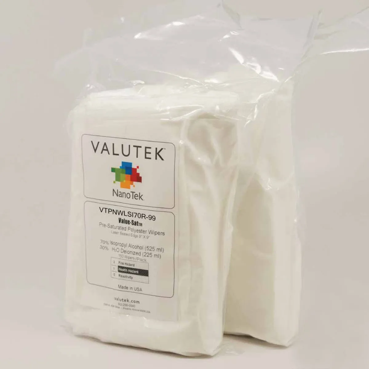 Valutek -  70%, 90% or 10% IPA, Polyester, Laser seal Wiper, 9" x 9"