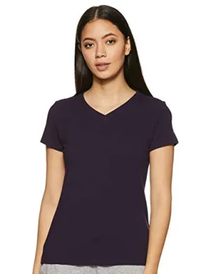 Van Heusen Athleisure V Neck Tee (55412_Grape_S)