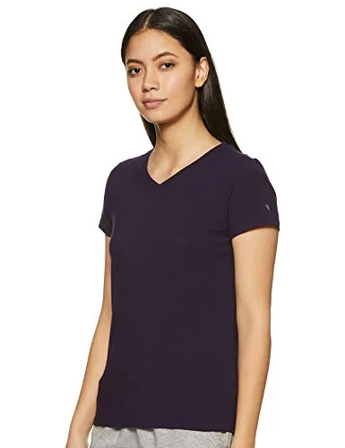 Van Heusen Athleisure V Neck Tee (55412_Grape_S)