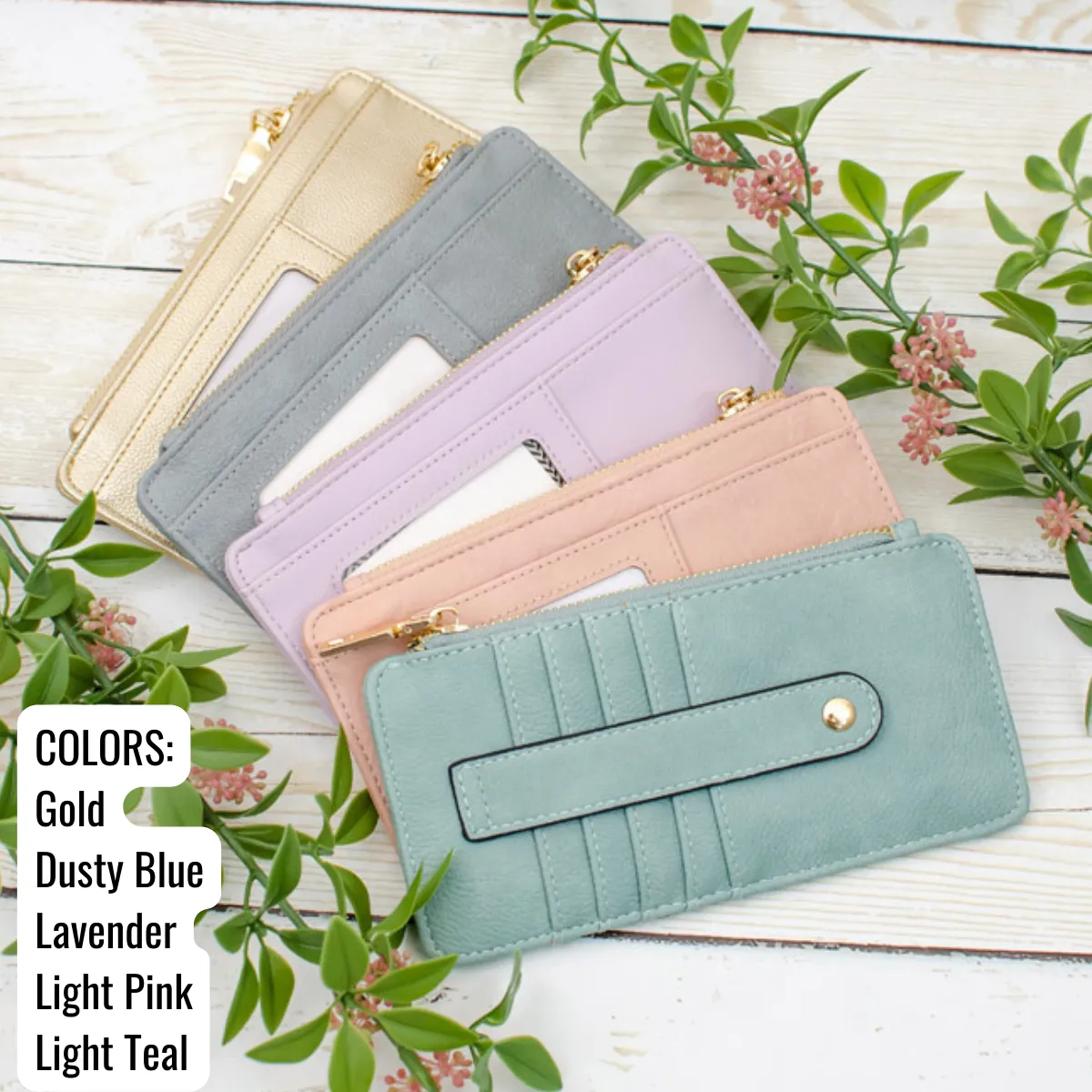 Vegan Leather Slim Card Wallet - 17 Colors - Monogrammed Wallet
