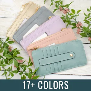 Vegan Leather Slim Card Wallet - 17 Colors - Monogrammed Wallet