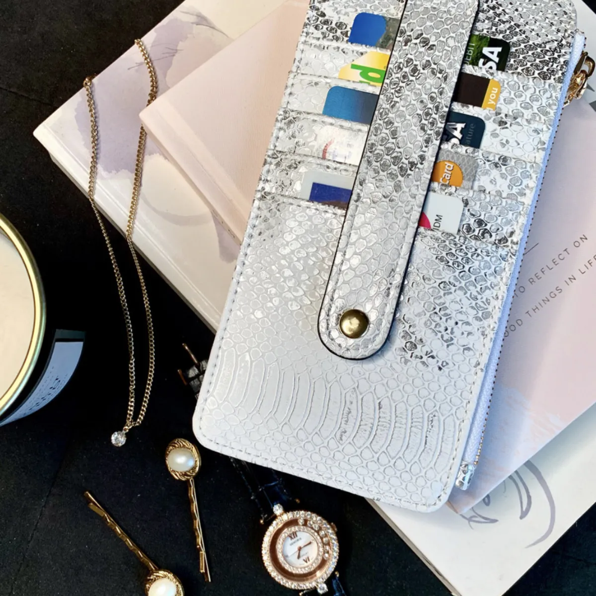 Vegan Leather Slim Card Wallet - 17 Colors - Monogrammed Wallet