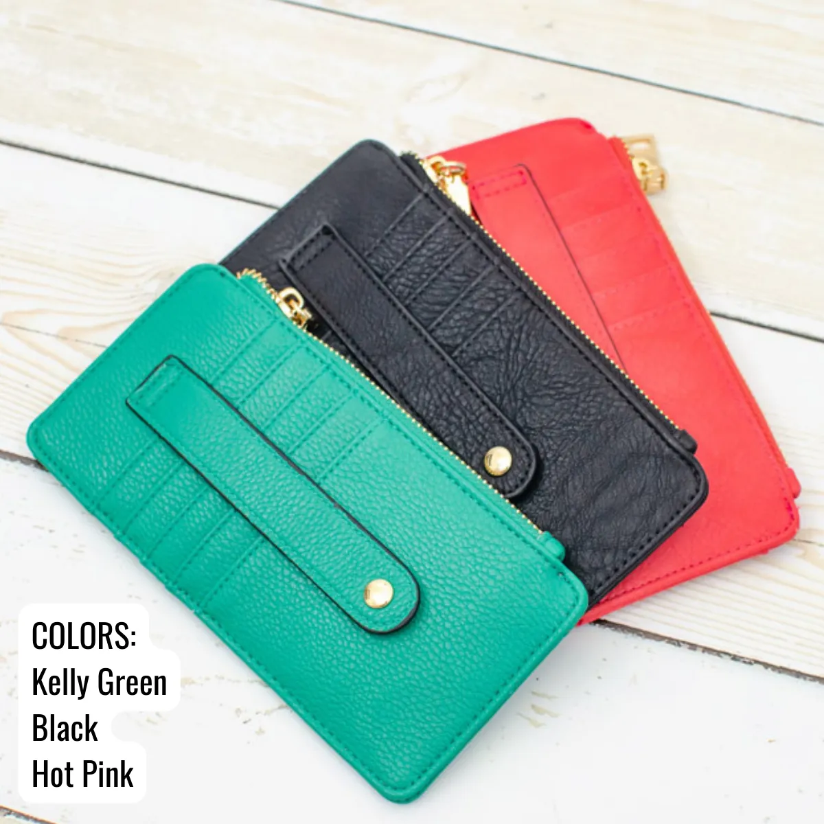 Vegan Leather Slim Card Wallet - 17 Colors - Monogrammed Wallet