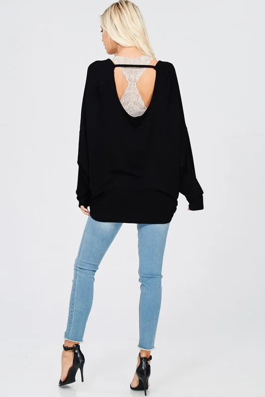 VERA OPEN BACK TUNIC BLACK