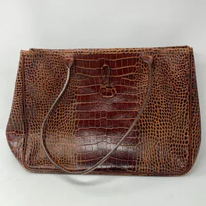 Vingtage: Longchamp Hazelnut Patent Croc Embossed Leather Tote