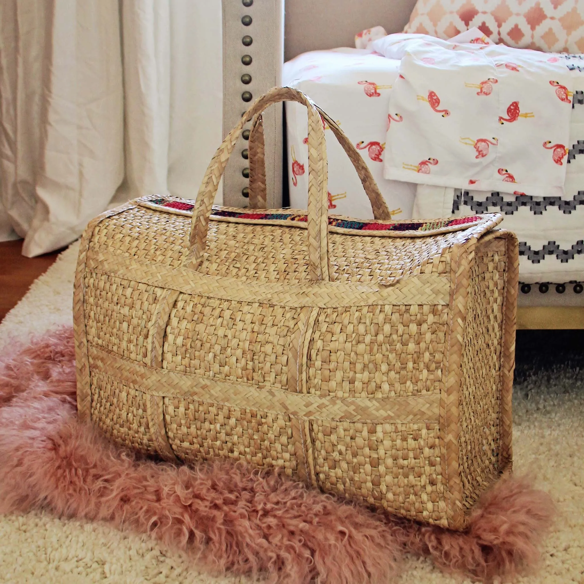 Vintage 70's Large Woven Tote