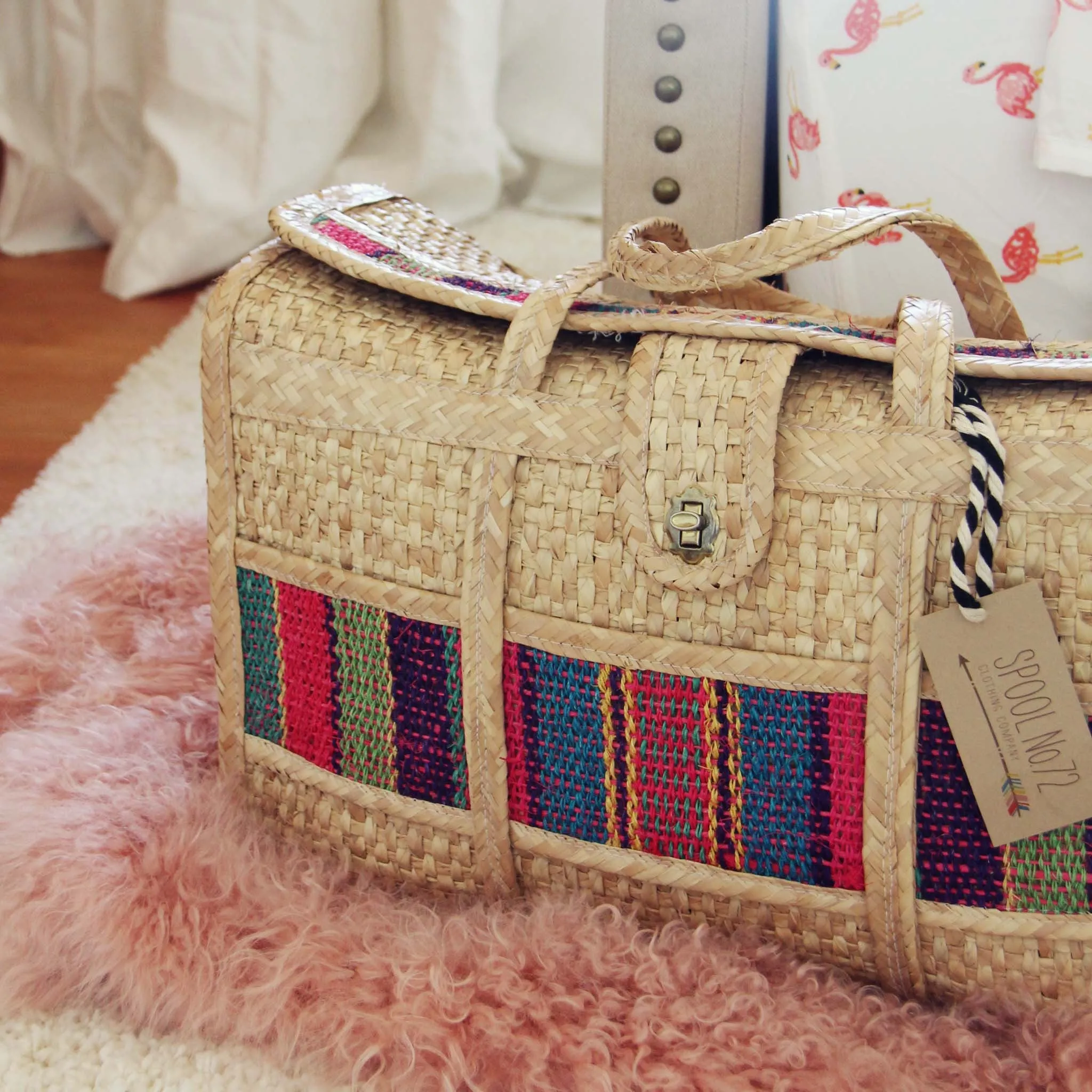 Vintage 70's Large Woven Tote