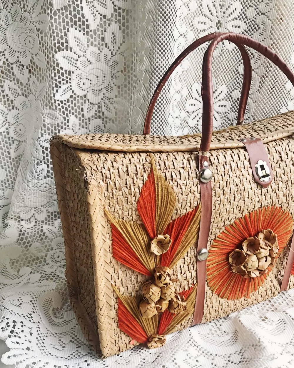 Vintage 70's Woven Tote