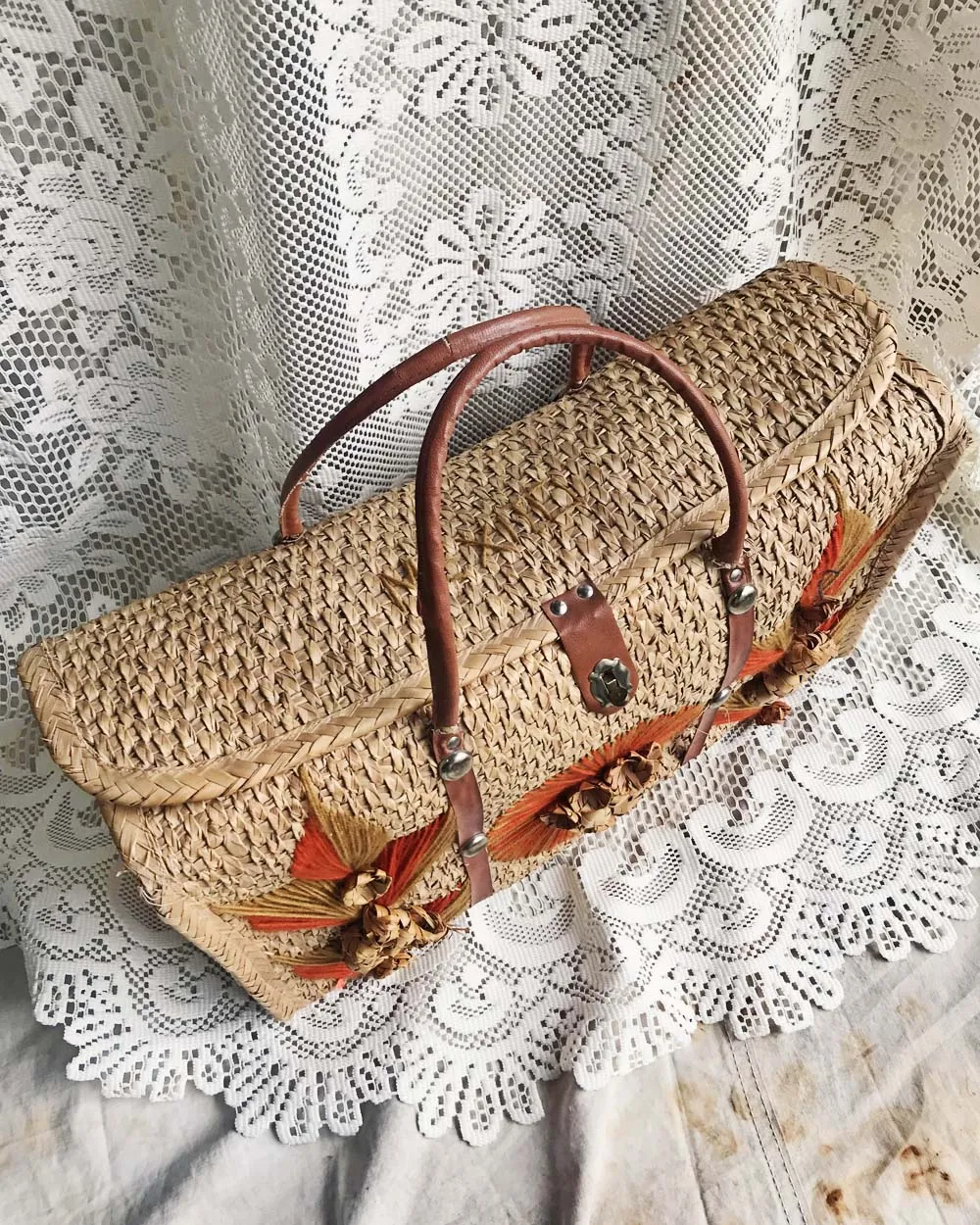 Vintage 70's Woven Tote