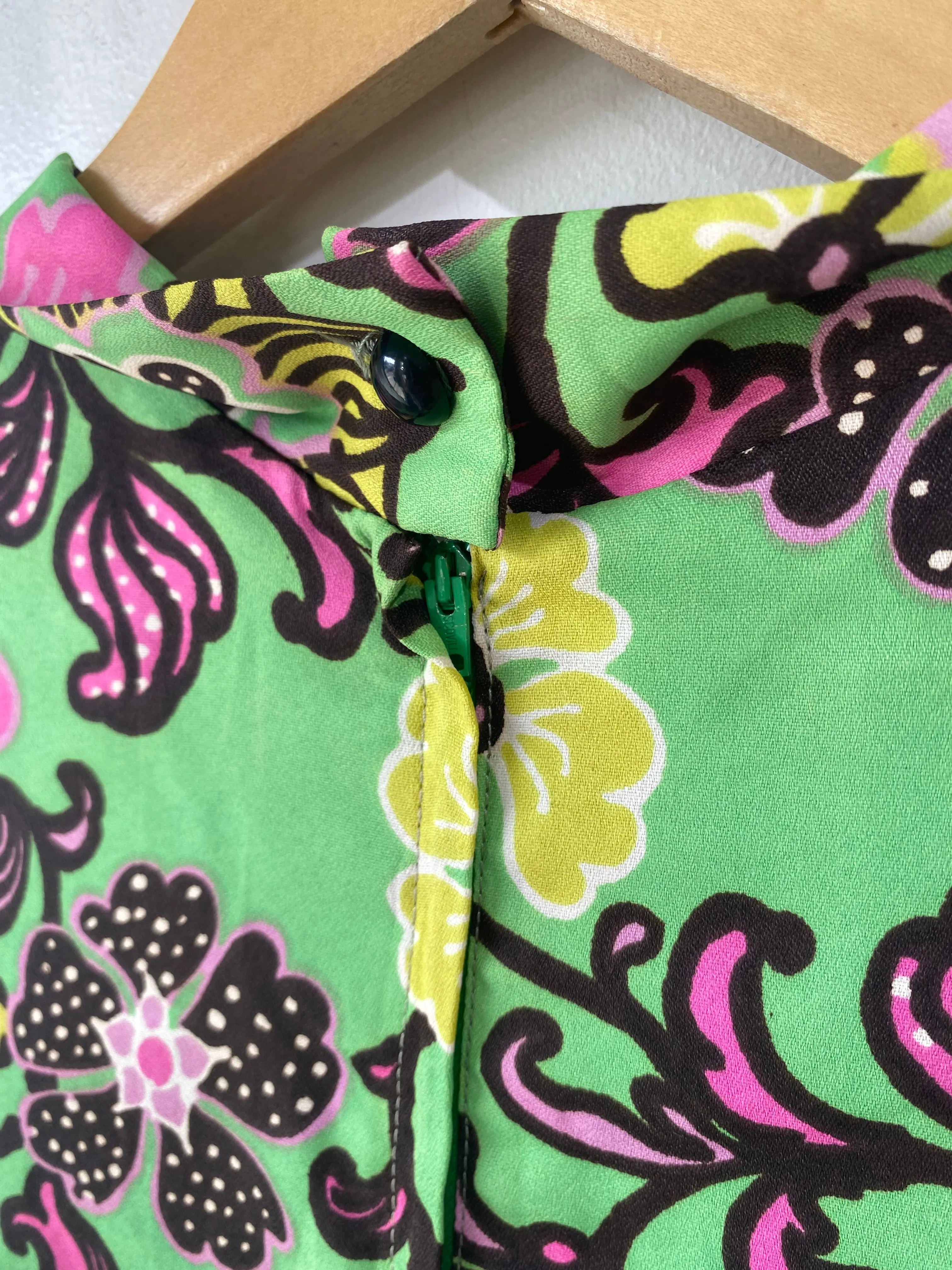 Vintage Green, Pink & Brown Mod Floral Tunic