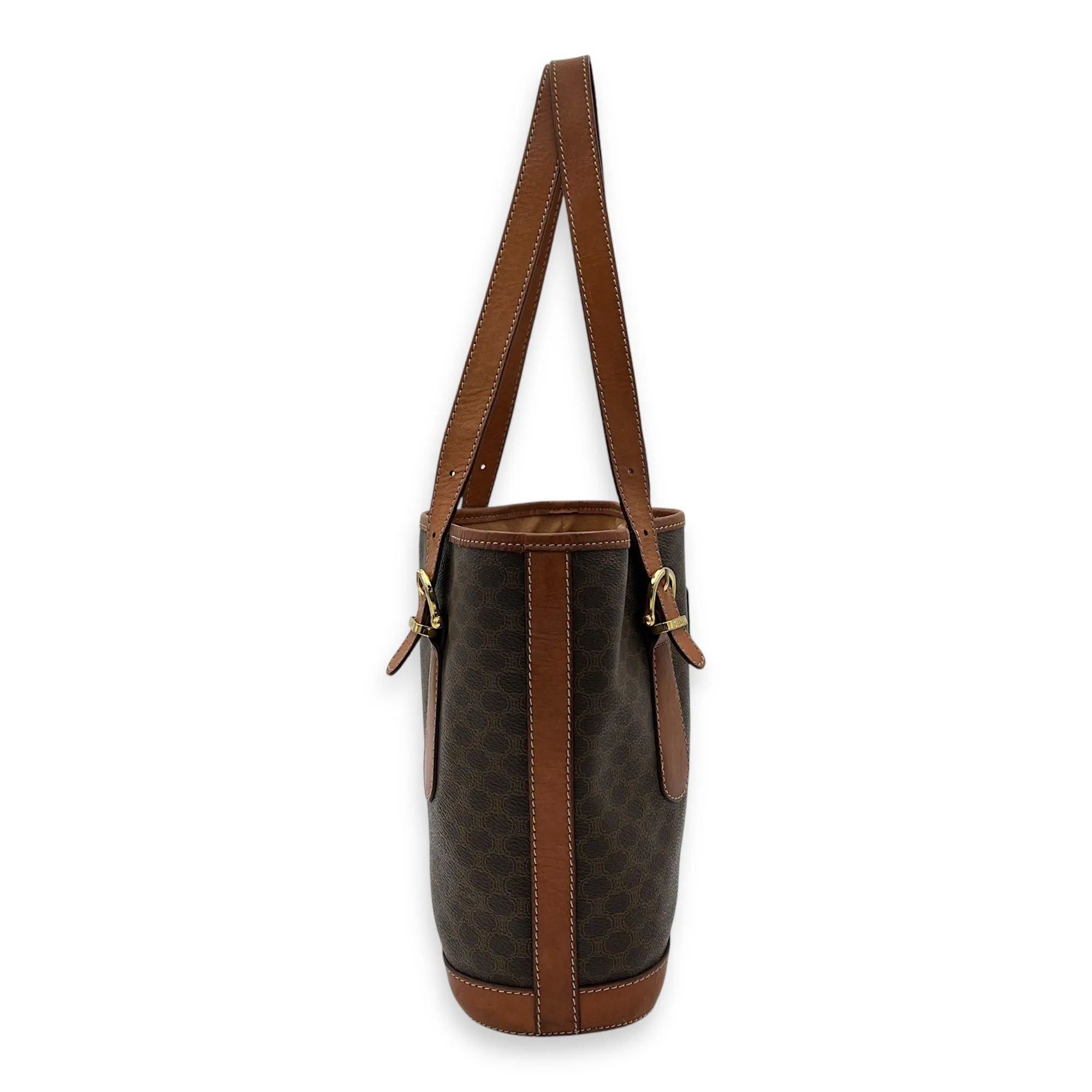 Vintage Macadam Tote Bag Brown in Coated Canvas, Gold hardware