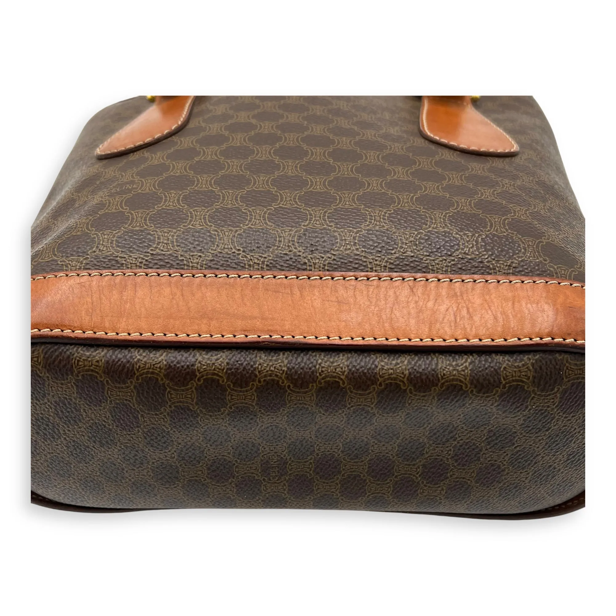 Vintage Macadam Tote Bag Brown in Coated Canvas, Gold hardware