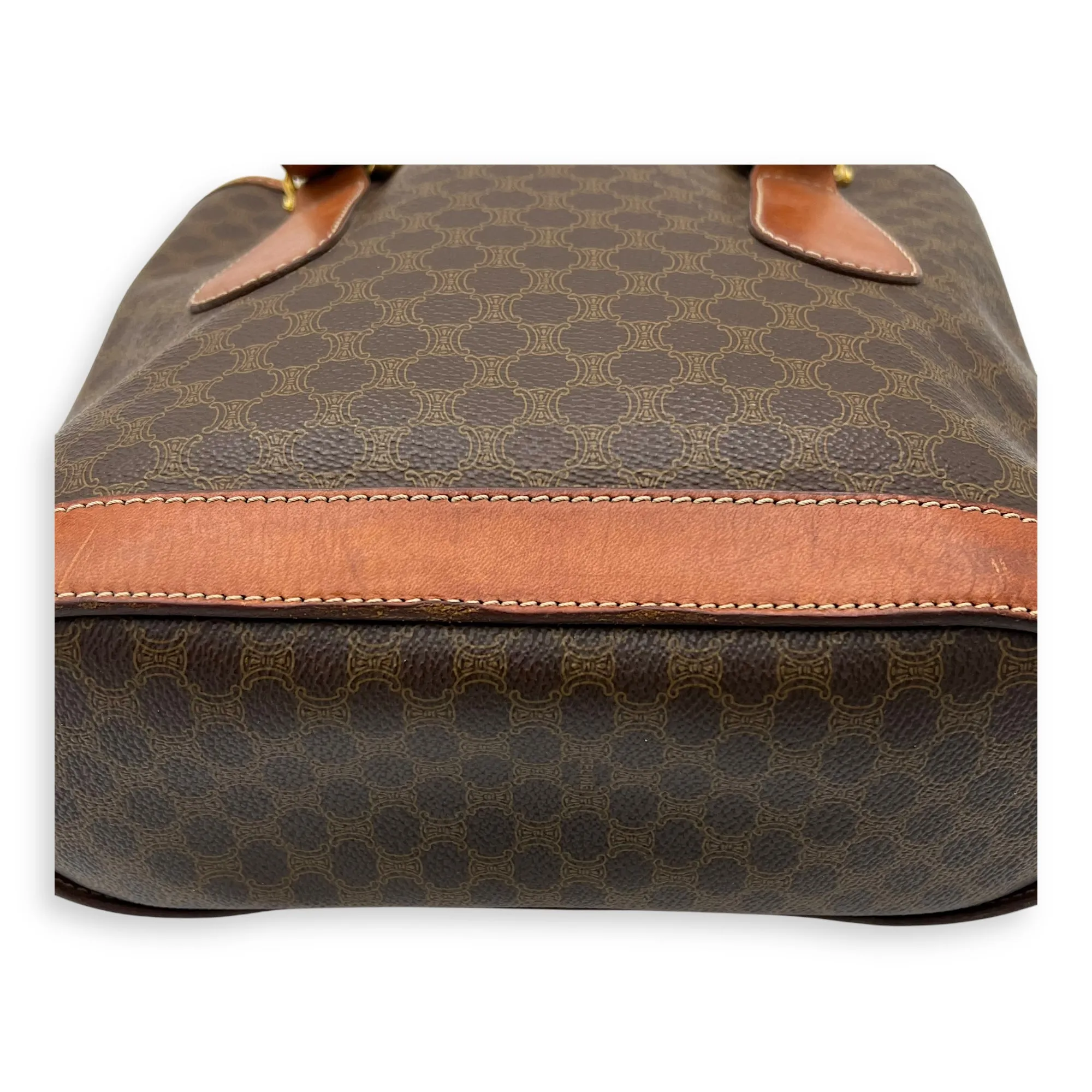 Vintage Macadam Tote Bag Brown in Coated Canvas, Gold hardware
