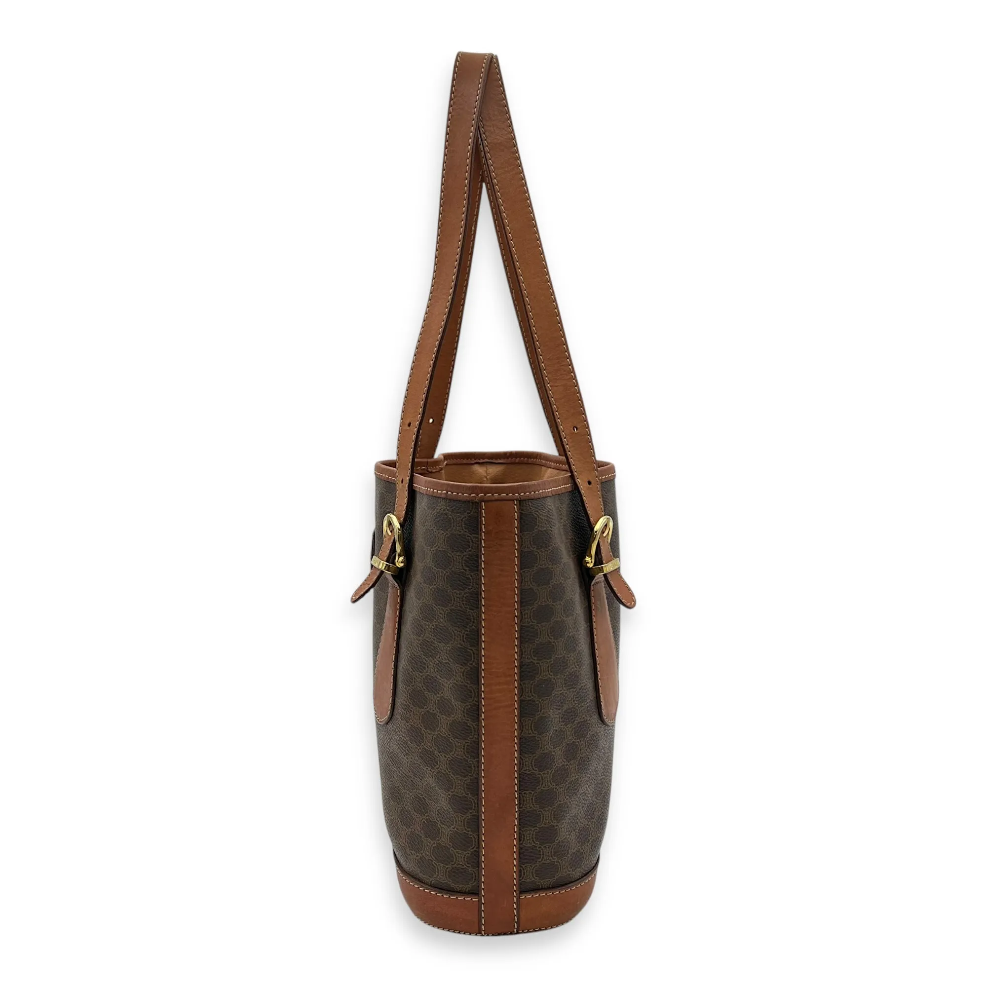 Vintage Macadam Tote Bag Brown in Coated Canvas, Gold hardware