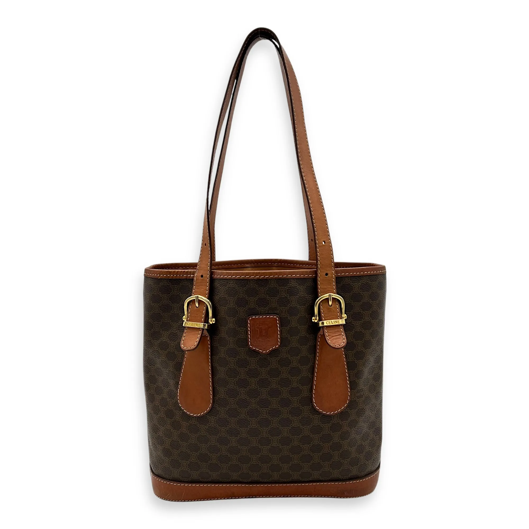 Vintage Macadam Tote Bag Brown in Coated Canvas, Gold hardware