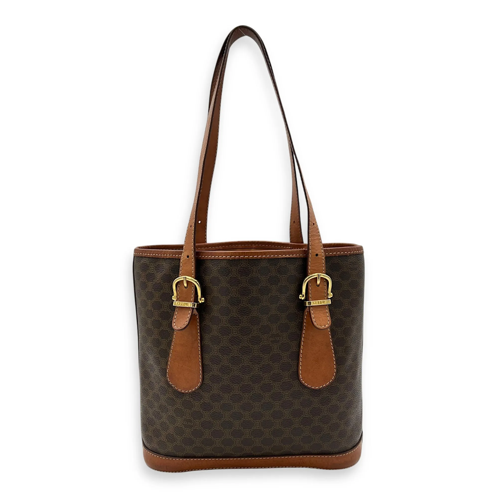 Vintage Macadam Tote Bag Brown in Coated Canvas, Gold hardware