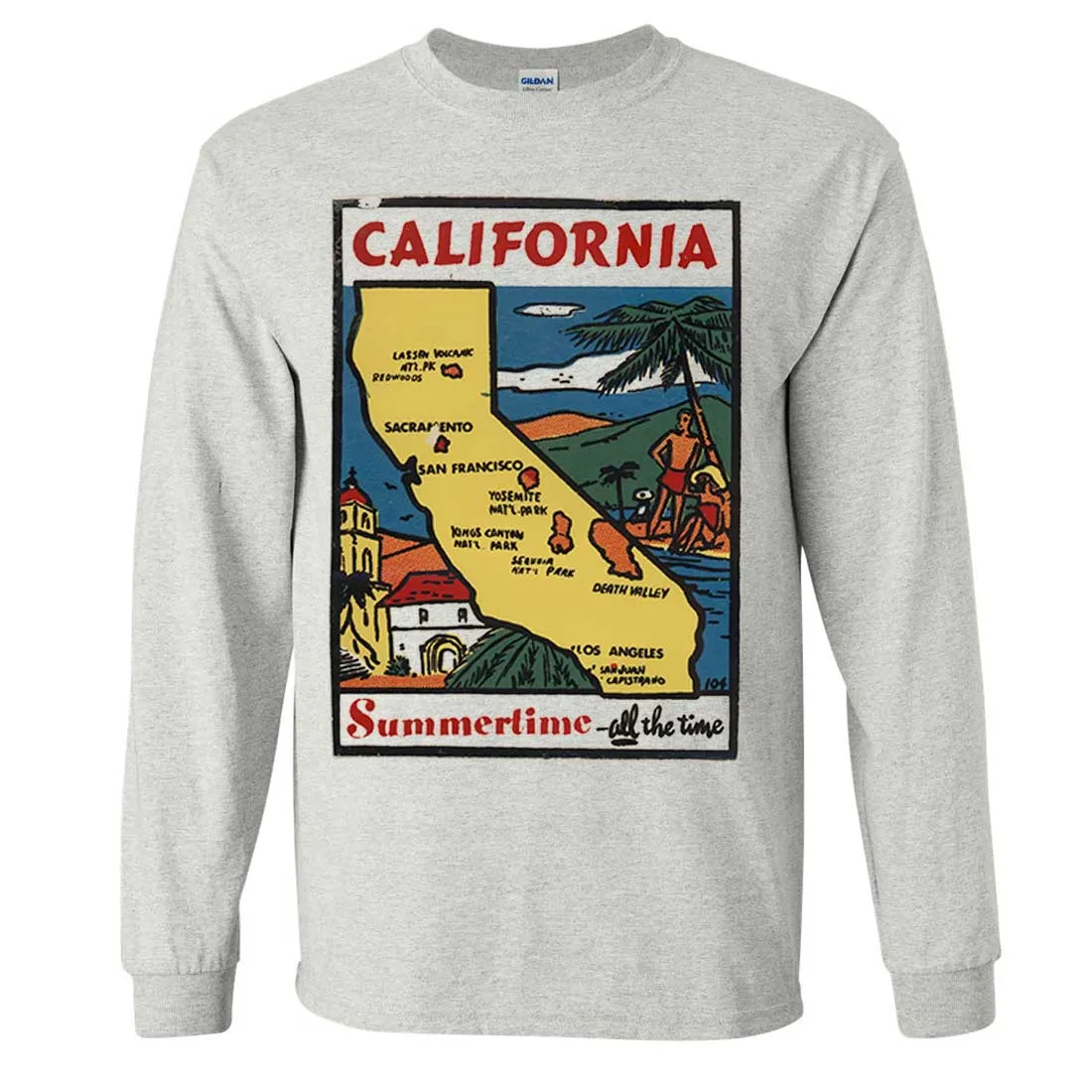 Vintage State Sticker California Long Sleeve Shirt