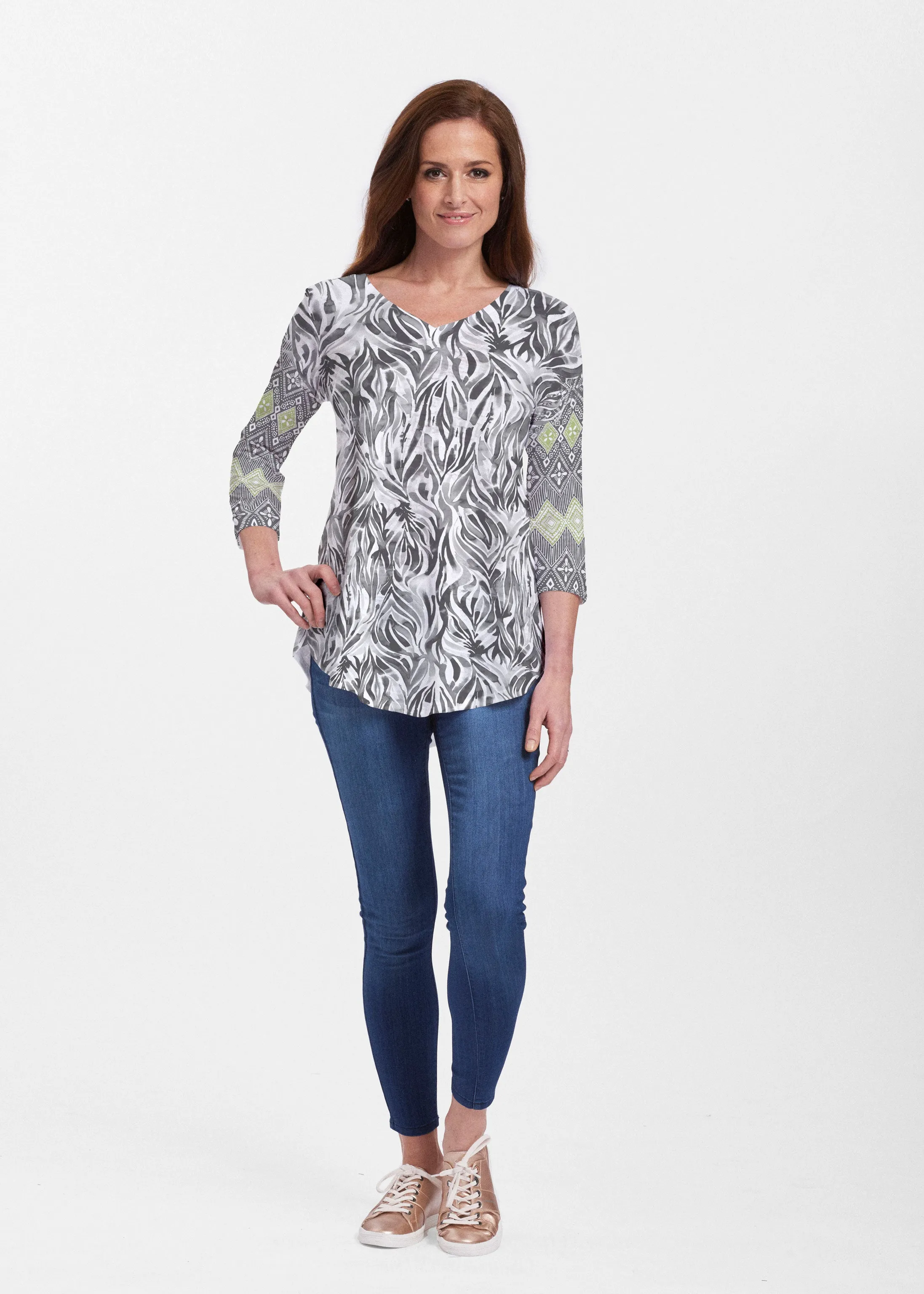 Watercolor Zebra (7664) ~ Signature V-neck Flowy Tunic