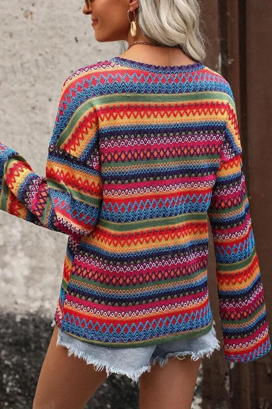 Webster Multicolor Jacquard Geo Long Sleeve Shirt