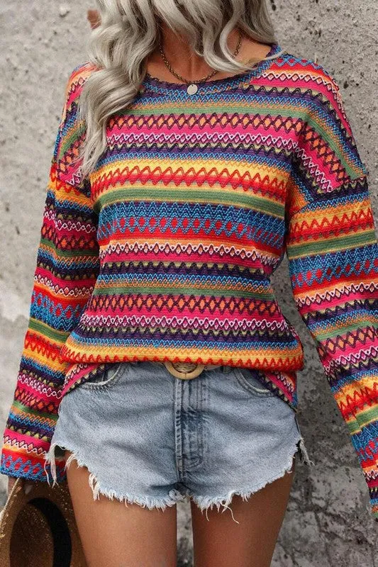 Webster Multicolor Jacquard Geo Long Sleeve Shirt