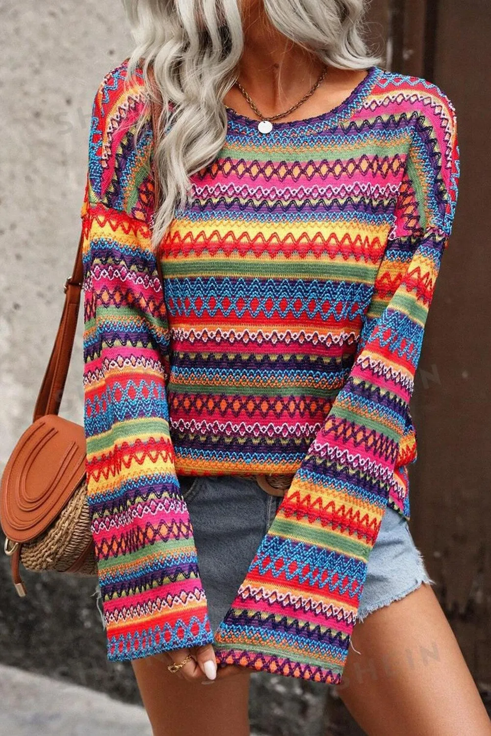 Webster Multicolor Jacquard Geo Long Sleeve Shirt