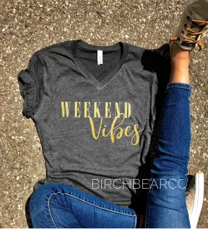 Weekend Vibes Shirt - GOLD METALLIC
