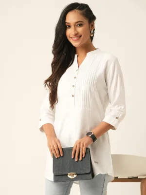 White Comfort Fit Rayon Tunics for Women Online in India Hip Length Straight - Zola