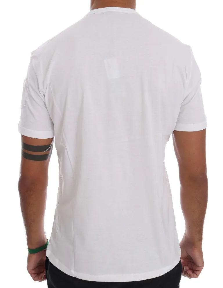 White Cotton V-neck T-Shirt