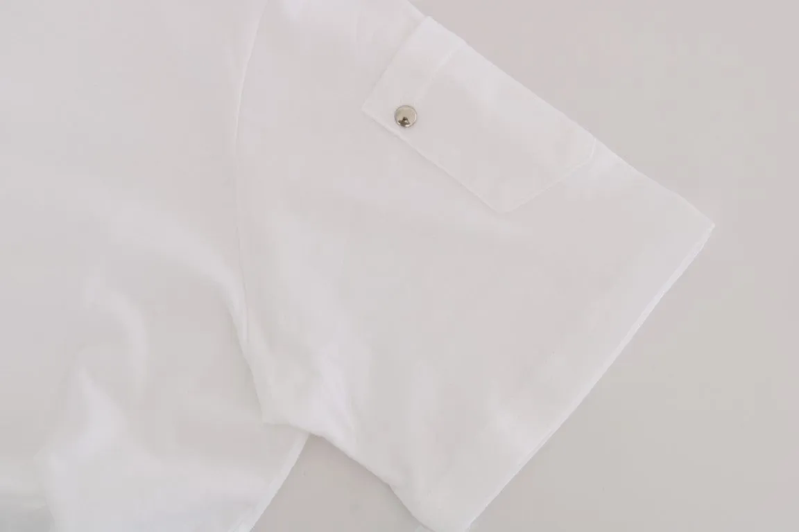 White Cotton V-neck T-Shirt