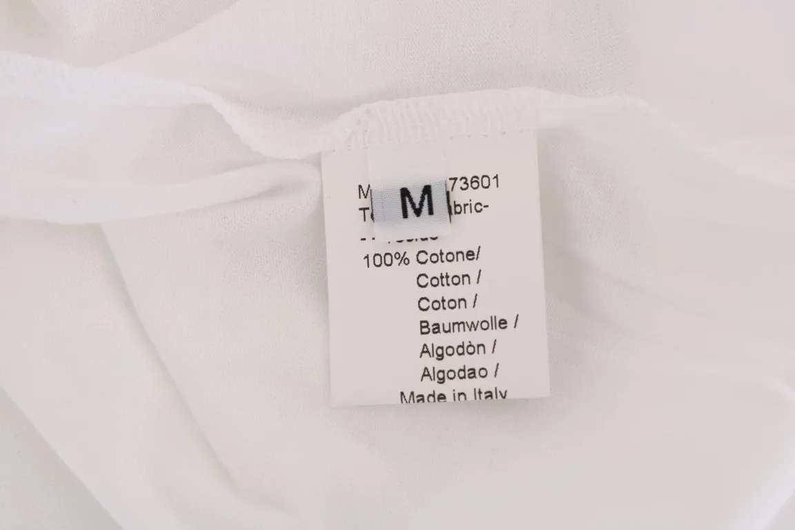 White Cotton V-neck T-Shirt