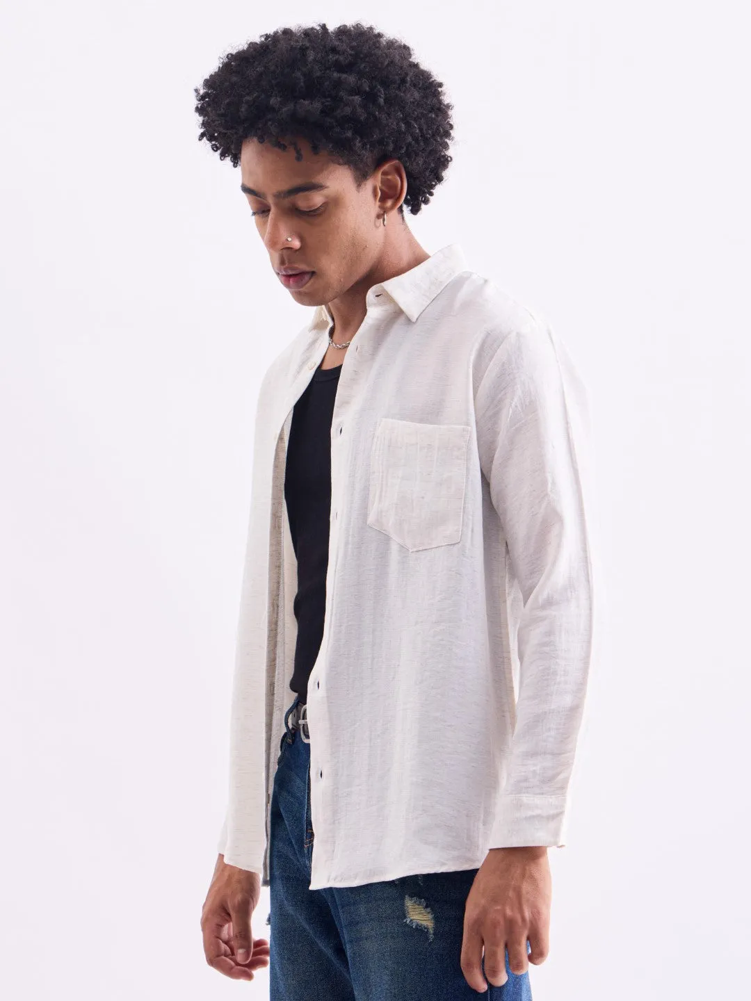 White Plain Full Sleeves Shirt