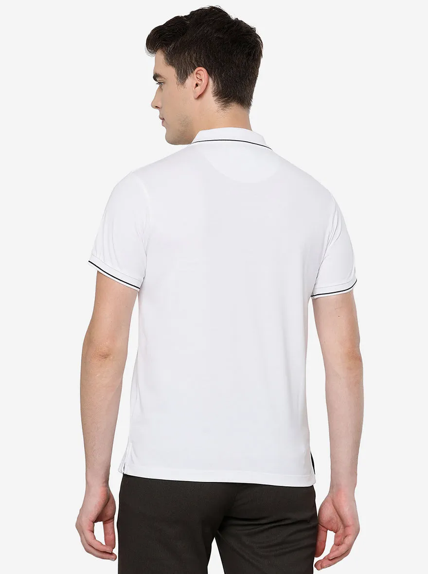 White Solid Slim Fit Polo T-Shirt | Greenfibre
