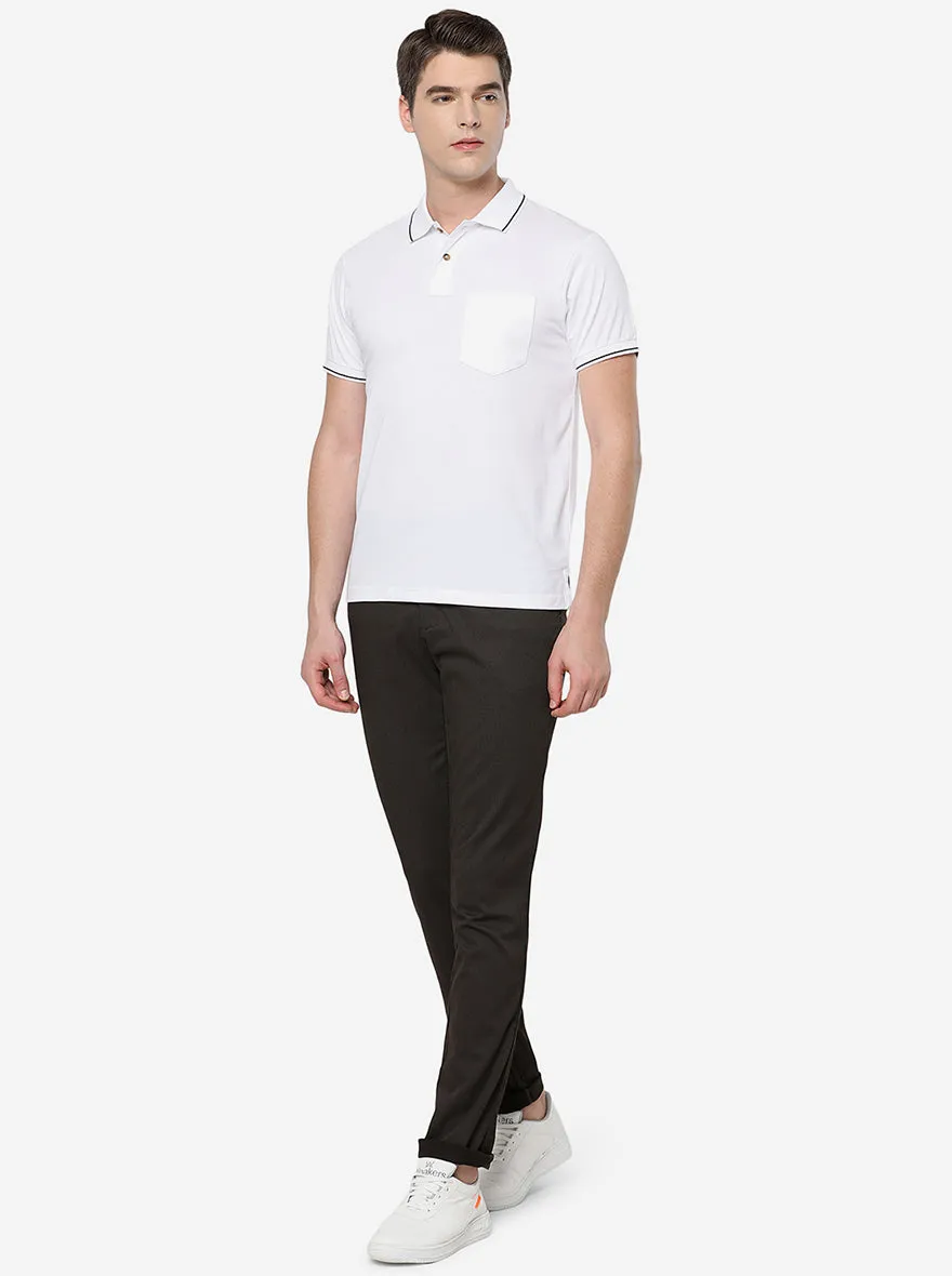 White Solid Slim Fit Polo T-Shirt | Greenfibre