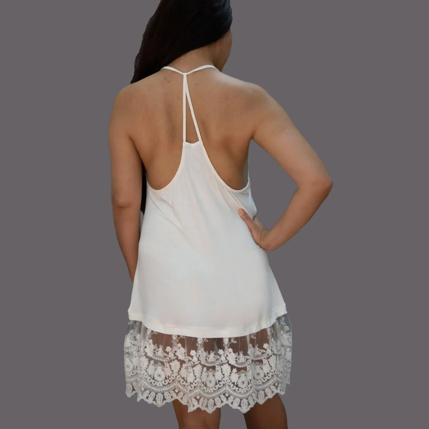 White V-Neck Lace Dress Extender