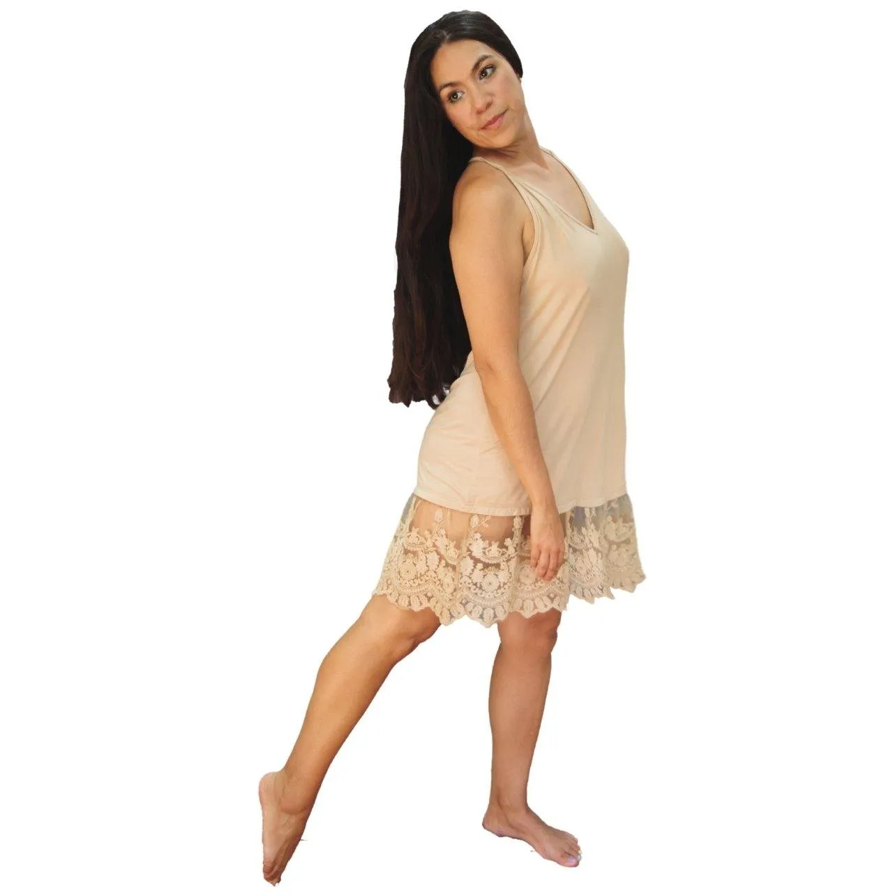 White V-Neck Lace Dress Extender