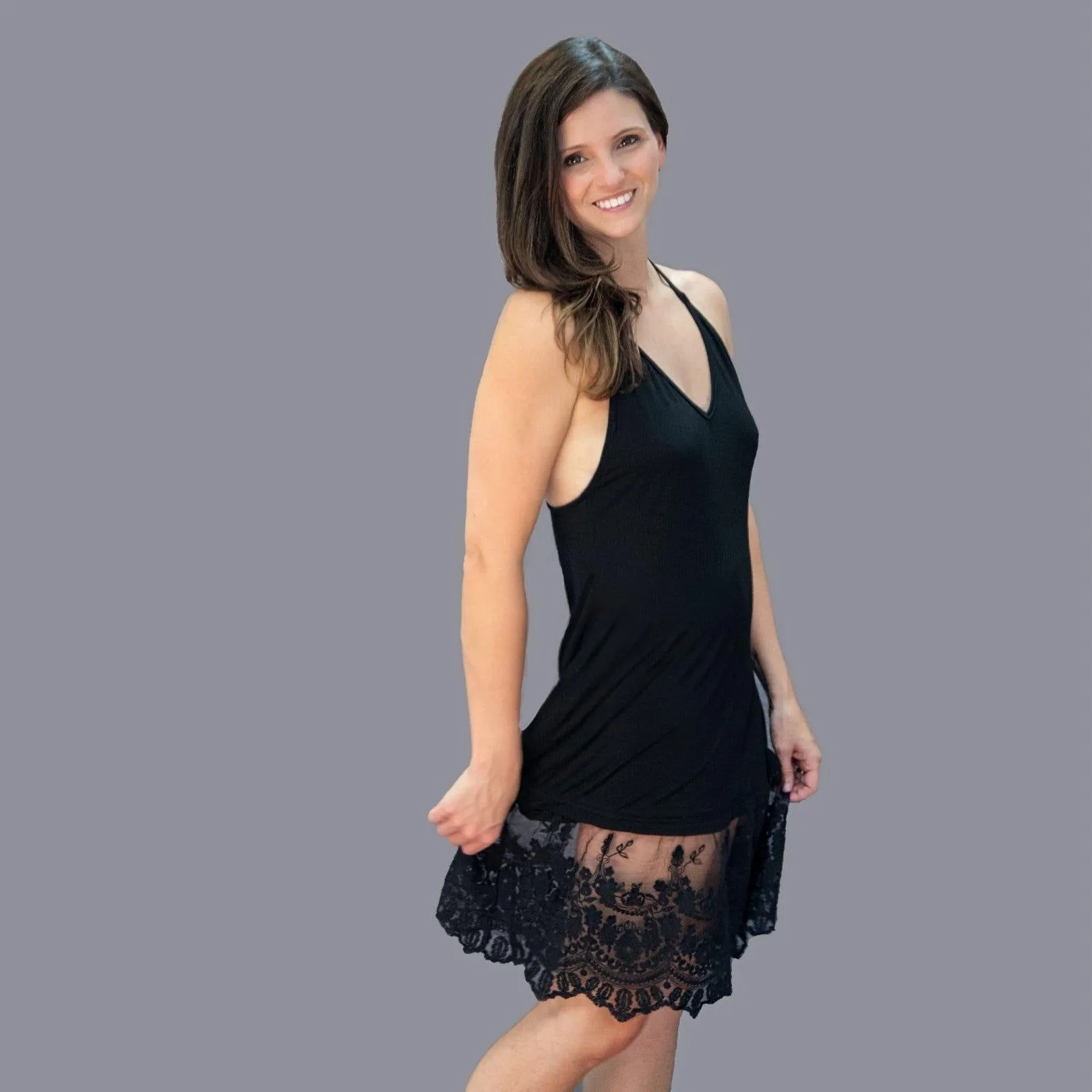 White V-Neck Lace Dress Extender