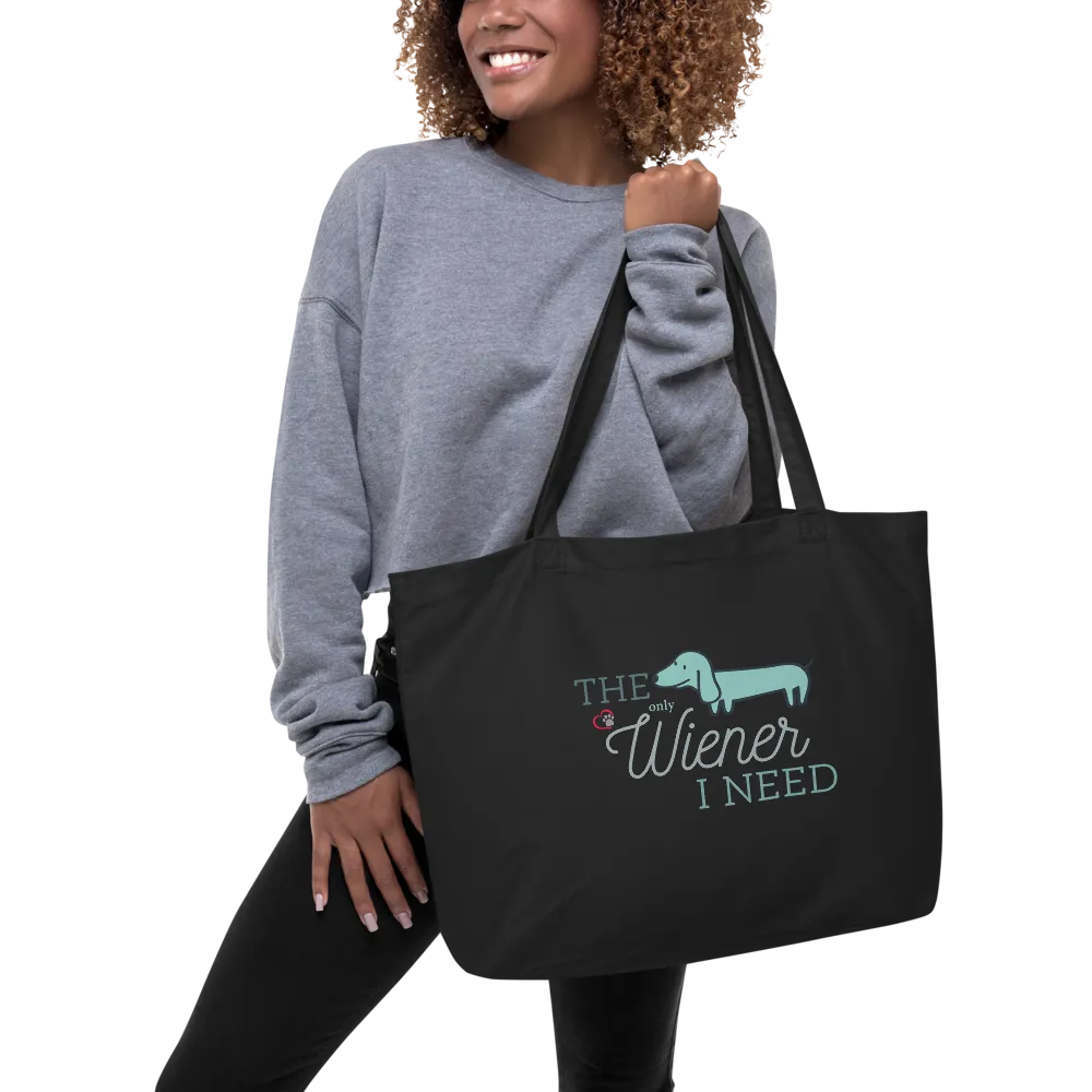 Wiener Love Large Organic Premium Canvas Tote Bags