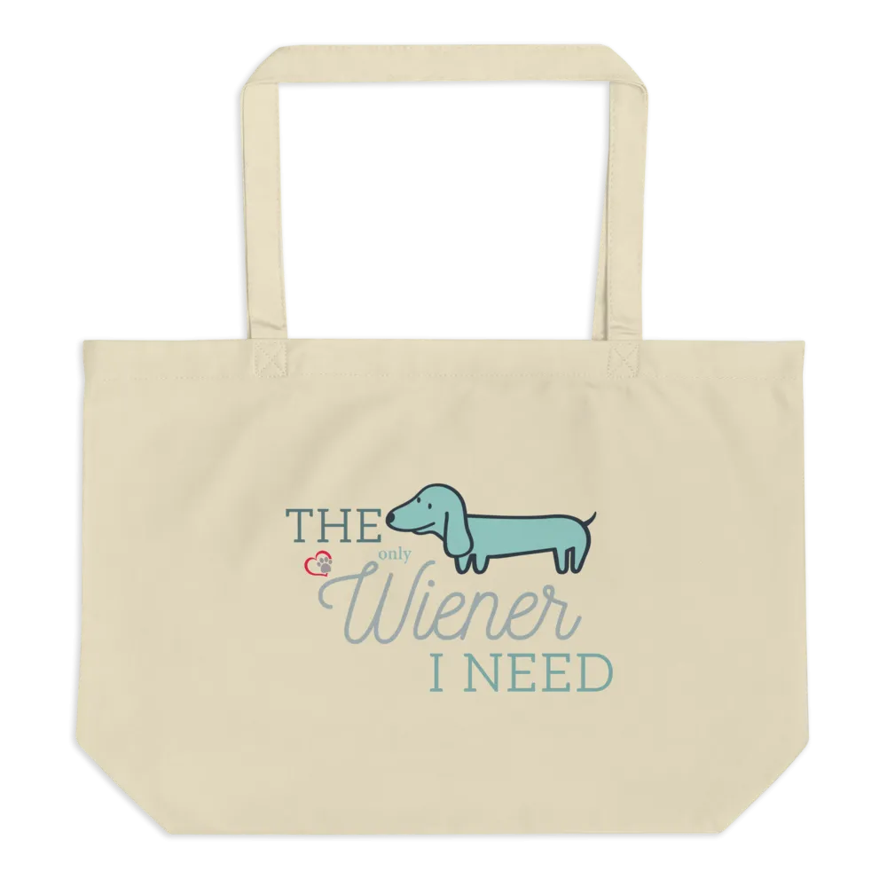 Wiener Love Large Organic Premium Canvas Tote Bags