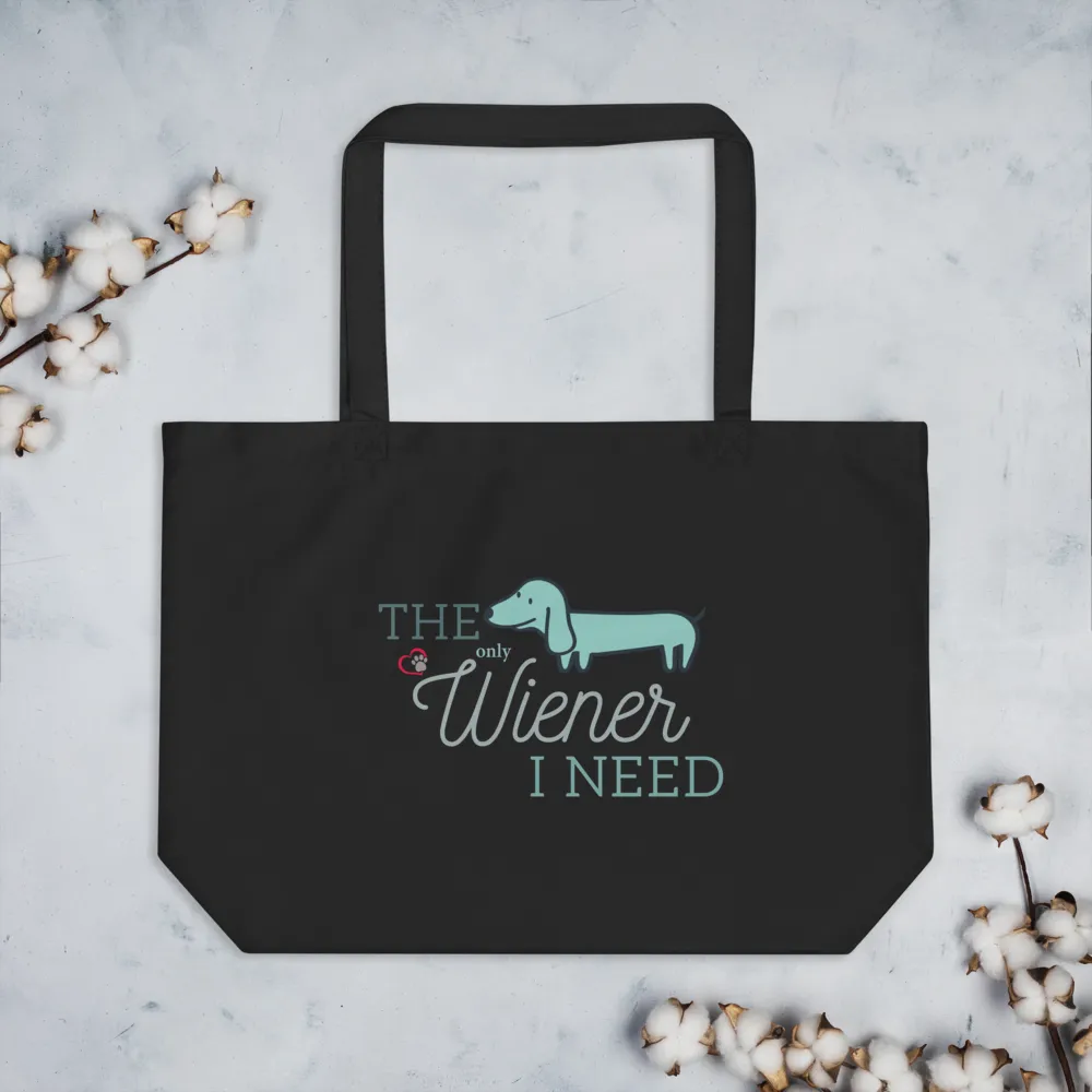 Wiener Love Large Organic Premium Canvas Tote Bags